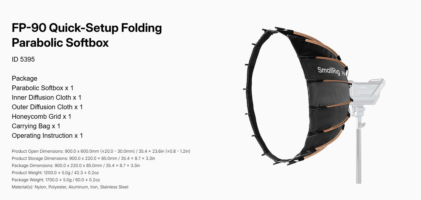 SMALLRIG Quick-Setup Folding Parabolic Softbox