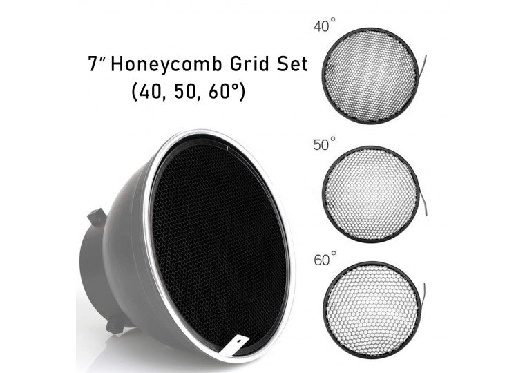 GODOX 7″ Honeycomb Grid Set (40, 50, 60°)
