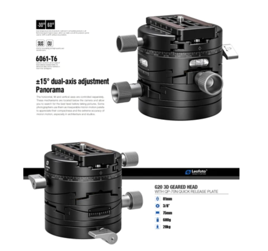 LEOFOTO G20 3 Axes Geared Head