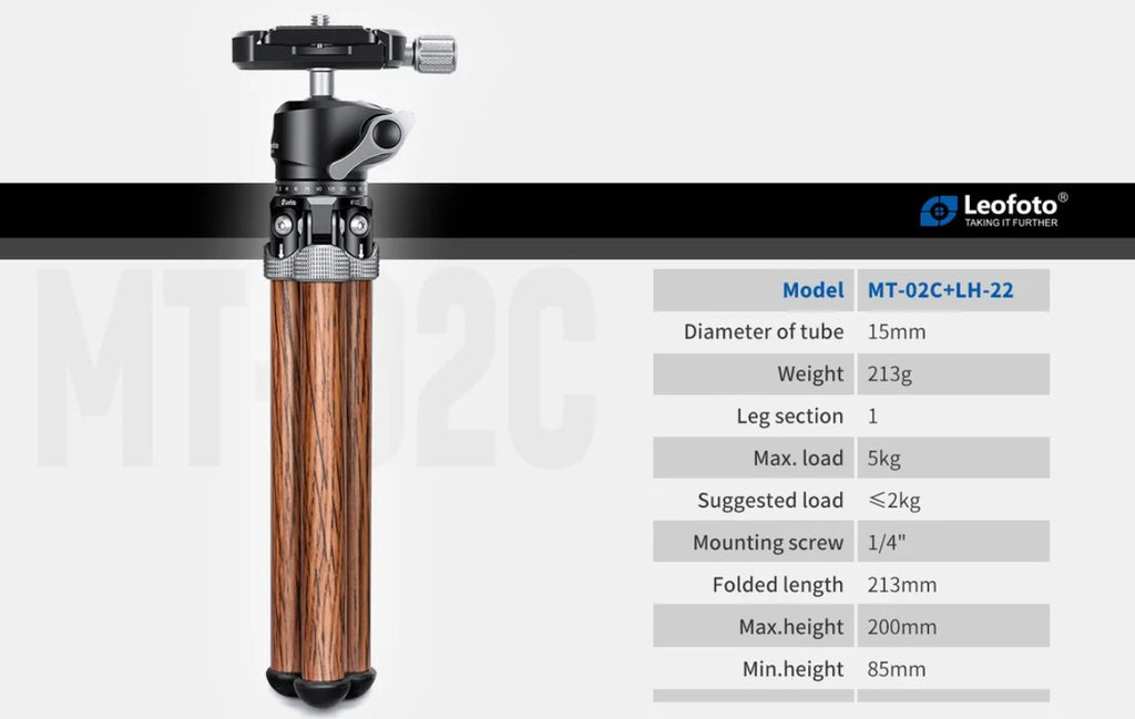 LEOFOTO MT-02C Mini Tripod (Wood)