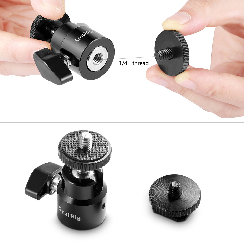 SMALLRIG 1/4" Camera Hot Shoe Mount with Additional 1/4" Screw (2pcs Pack) 2059
