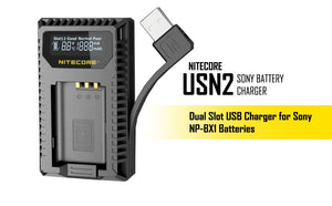 NITECORE USN2 PRO DUAL SLOT USB DIGITAL CHARGER FOR SONY NP-BX1