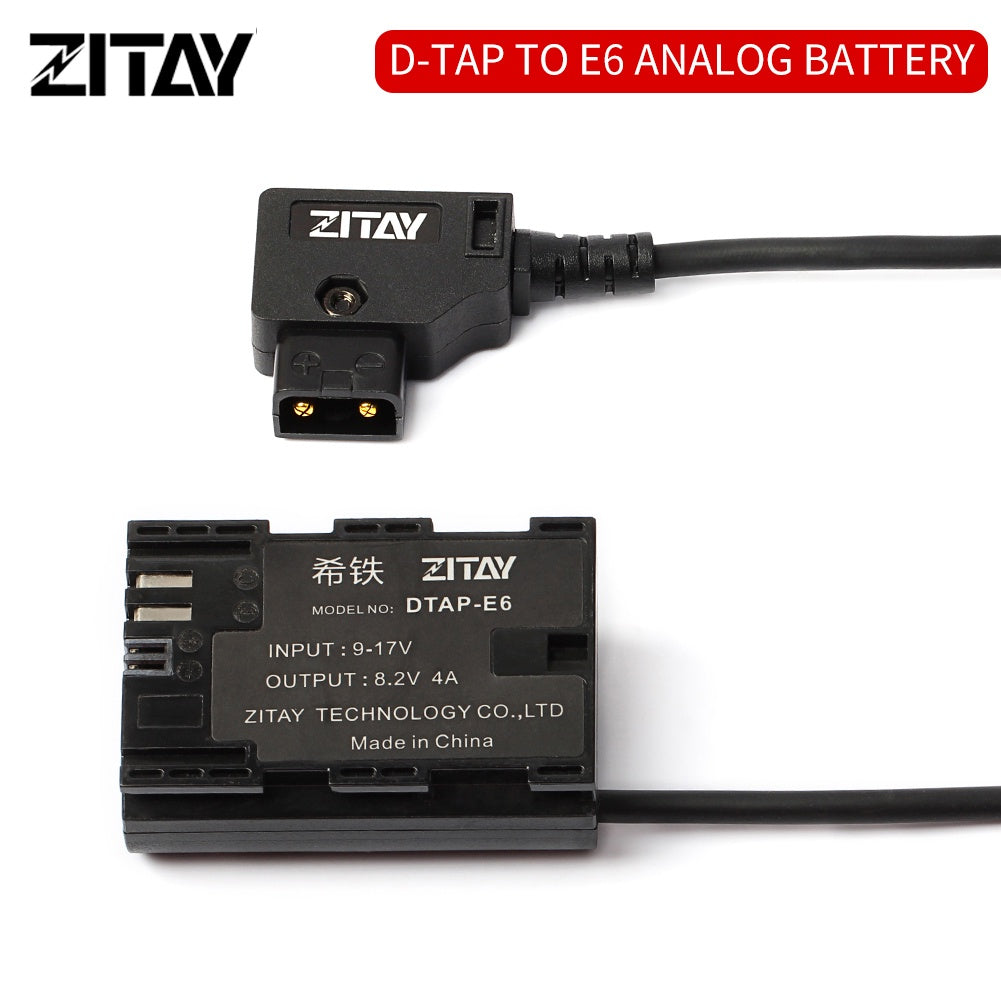 CCTECH Zitay Dtap to LP-E6 Dummy battery Straight cable D-TAP转LP-E6假电池 (Monitor)